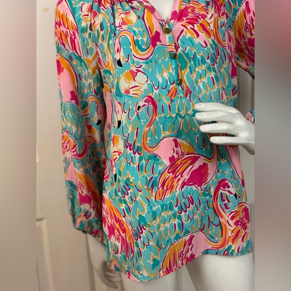 lilly pulitzer womens top flamingo print size medium - Picture 15 of 15